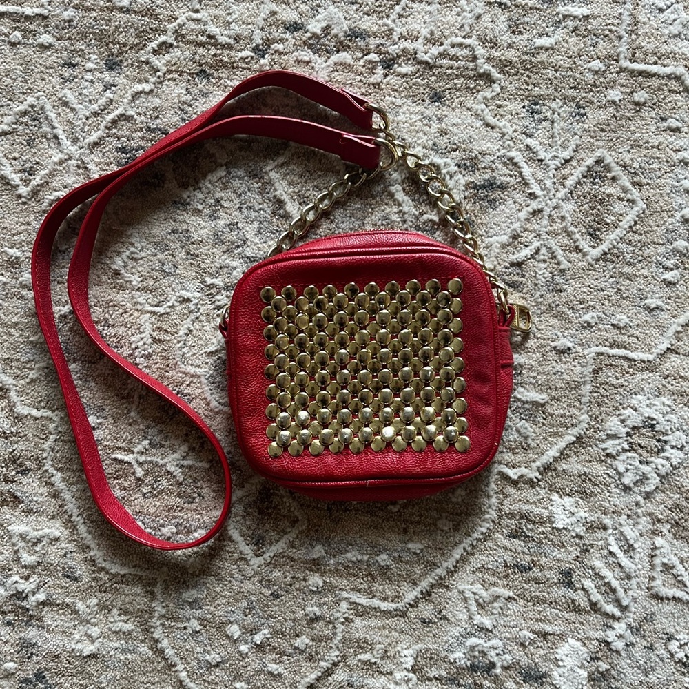 Steve Madden Red Crossbody Bag with Gold Studs